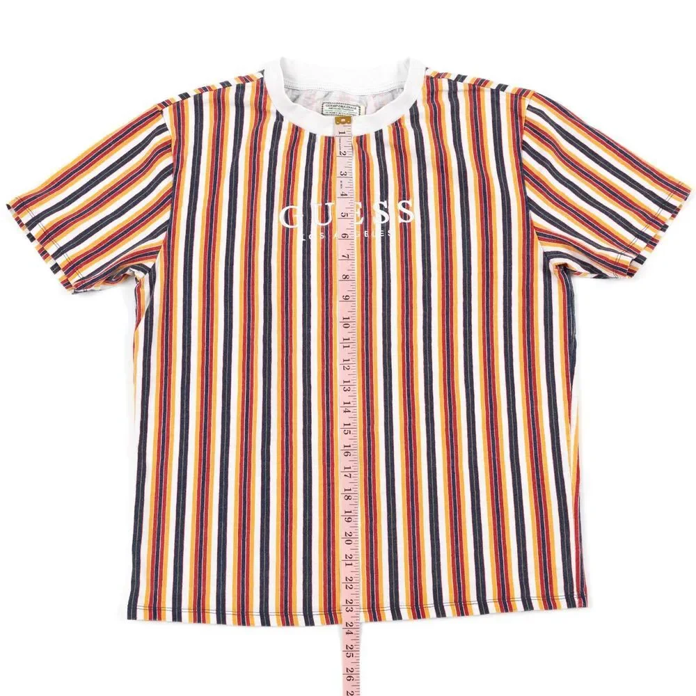 Guess Jeans Los Angeles Striped Shirt‎ Small Blue Yellow Red Embroidered Logo